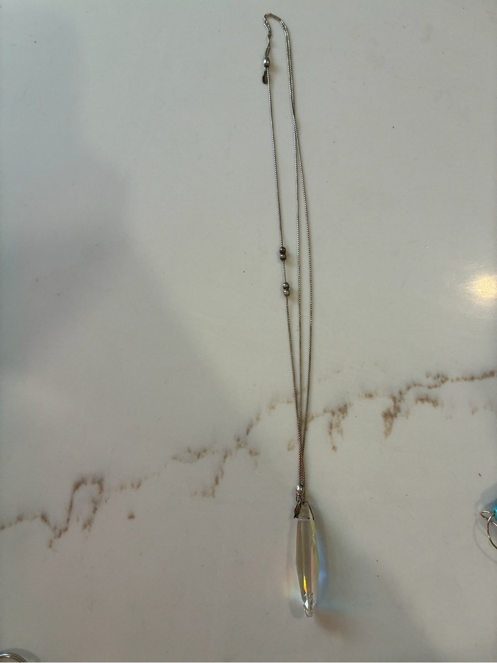 Alex & Ani Sterling Silver Crystal Pendant Necklace - Iridescent